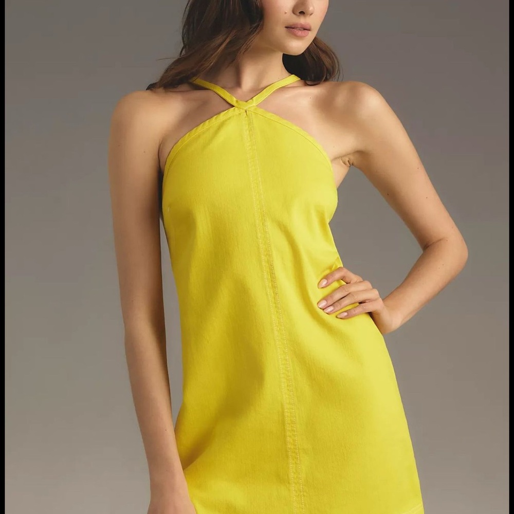 Anthropologie Pilcro Halter Dress in Bright Yellow